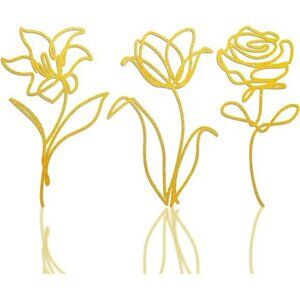 Metal Flower Wall Art Set Gold Floral Decor for Bathroom Bedroom Kitchen Living